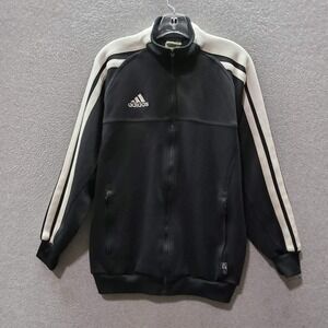 Adidas Boys Track Jacket XL Black Logo Spellout Climalite Full Zip Mock Neck